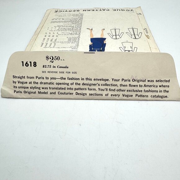 Vogue Paris Original w/Tag Sewing Pattern 1618 by Yves Saint Laurent Dress Sz 14 - Picture 7 of 7